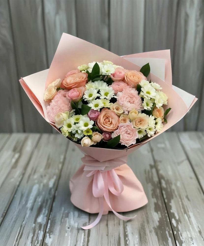 Букет цветов из: Гвоздики, Розы и Хризантемы в Хвойной