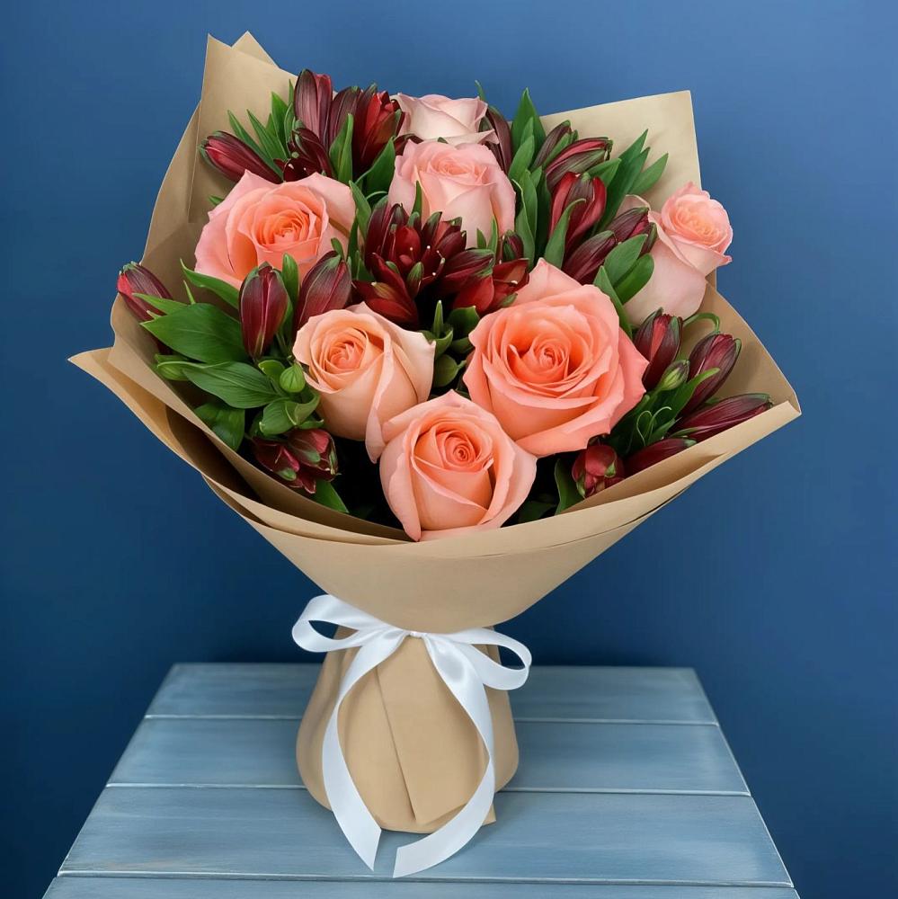 Букет цветов из: Розы и Альстромерии в Хвойной