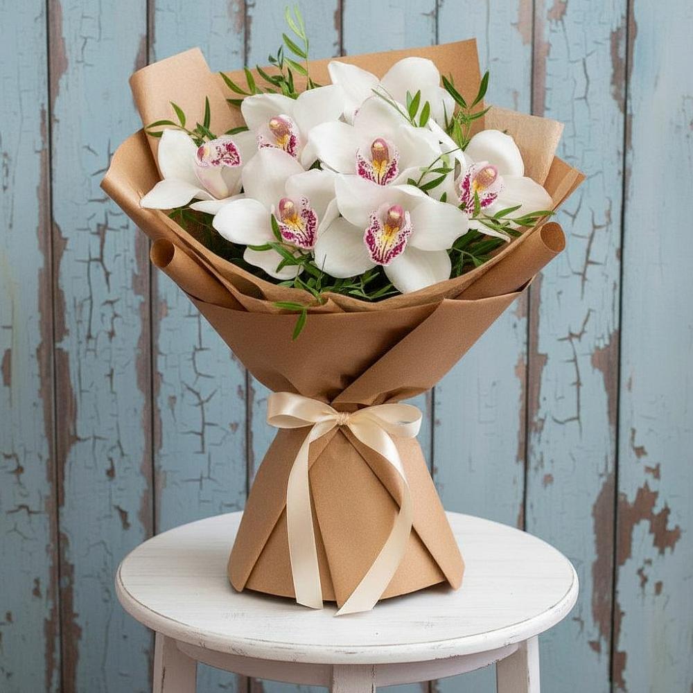 Букет цветов из: Орхидеи и Розы в Хвойной