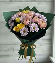 Букет цветов из:  Хризантемы и Розы в Хвойной