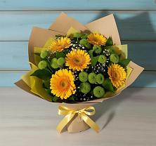 Букет цветов из:  Герберы и Хризантемы в Хвойной