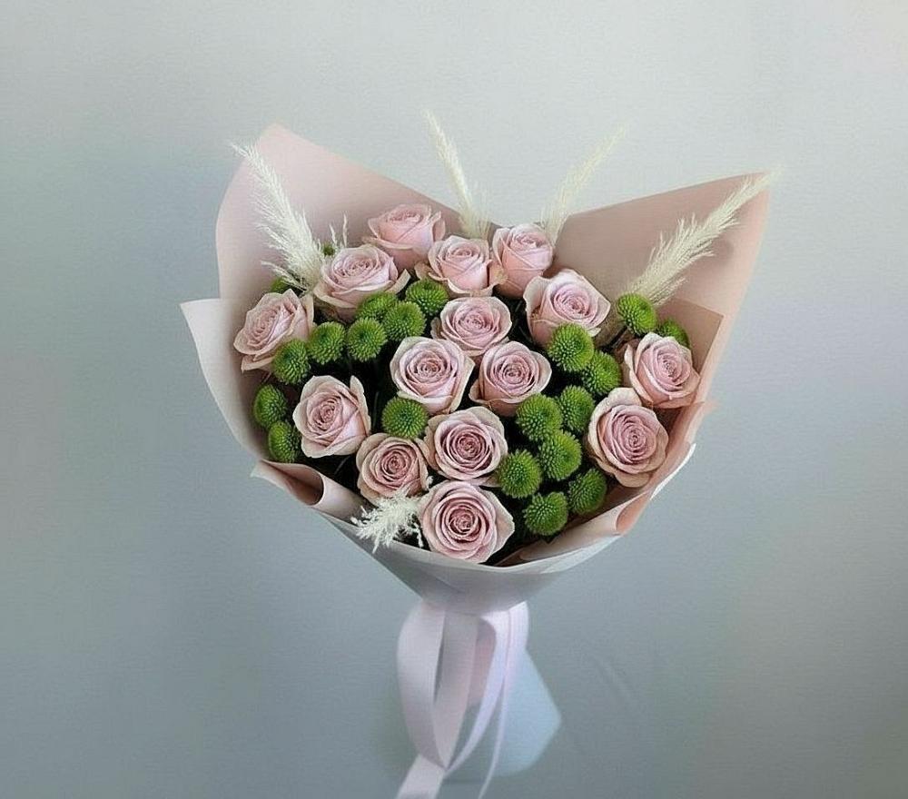 Букет цветов из: Розы и Хризантемы в Хвойной